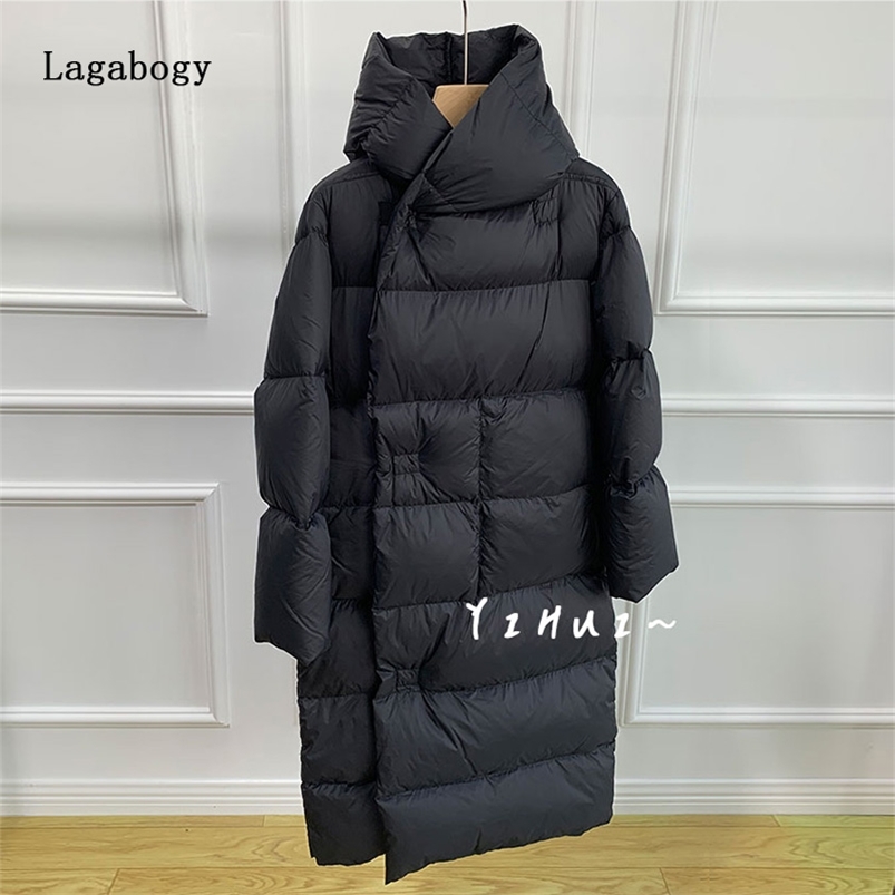Women's Down Parkas Lagabogy Women Winter Ultra Light 90% White Duck Down Jacket Female Oversized Warm Long Puffer Coat High Street Parkas 220909