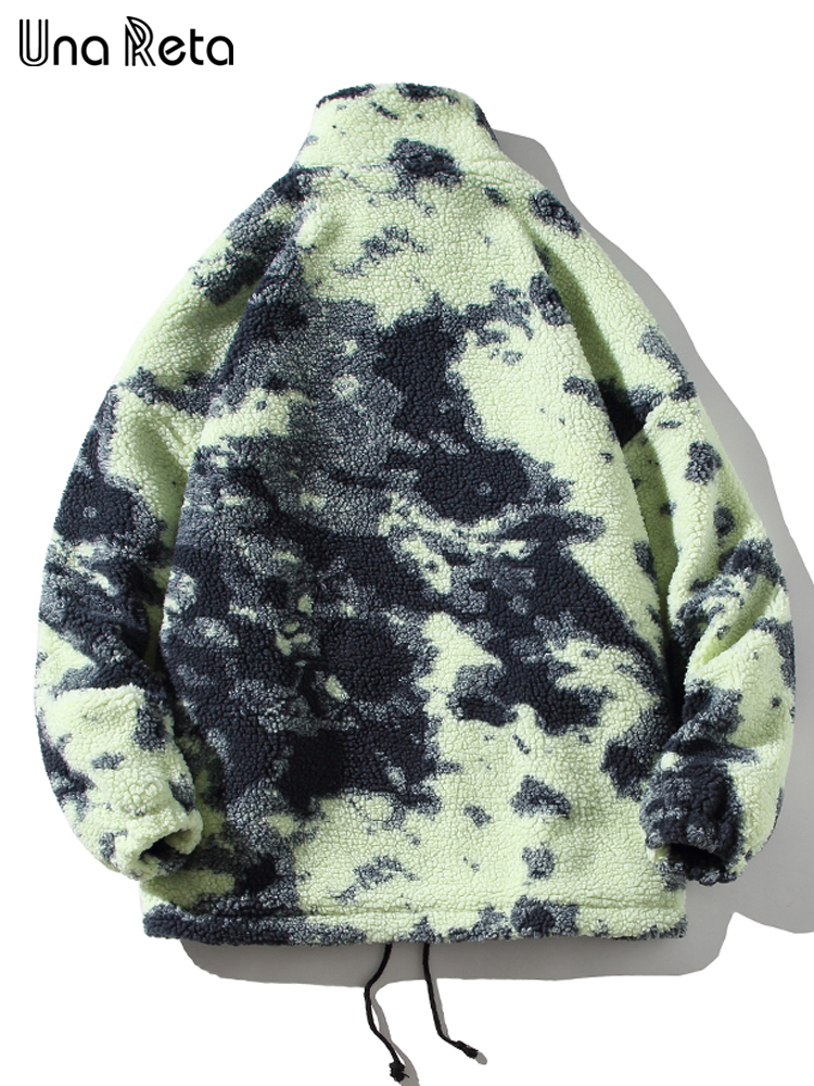 Men's Down Parkas Una Reta Tie Dye Winter Men's Coat Lamb Wool Parka Coat Loose Men Clothing Grain Fleece Thick Men's Jacket Coat 22090