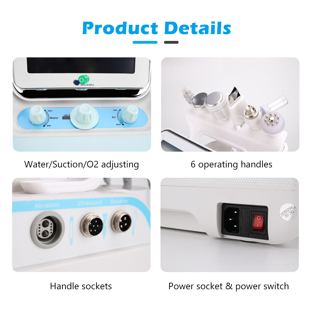 Multi-Functional Beauty Equipment, 6-in-1 Hydrogen Oxygen Small Bubble RF Hydra Machine for Face Lifting, Dermabrasion, and Comprehensive Skin Care Tr