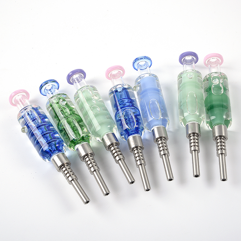 14mm FREEZABLE Glyceirin NC Nectar Collector Kit Hookahs Nector Collectors Straw Micro NC Set Glass Water Pipe Titanium Tip NC37
