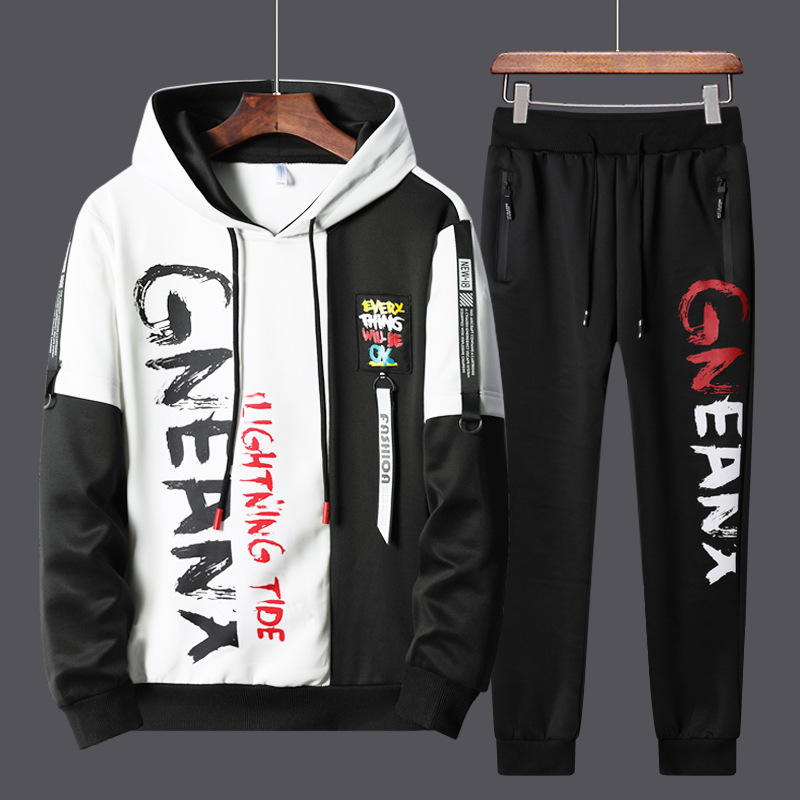 Men's Tracksuits Tracksuit Men Casual Long Sleeve Hooded Mens Two Piece HoodiePants Set Hip Hop Fashion Streetwear Autumn Men Set 4XL 220909