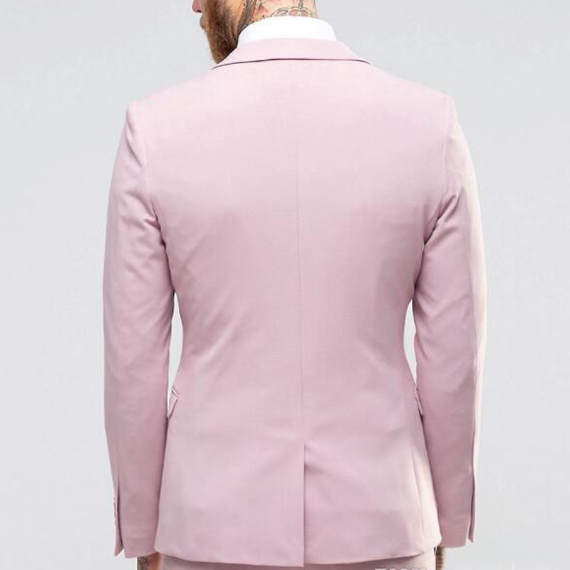Men's Suits Blazers Pink Slim fit Prom Suits for Men 2 piece Casual Groomsmen Tuxedo for Wedding with Notched Lapel Custom Male Fashion Clothes S