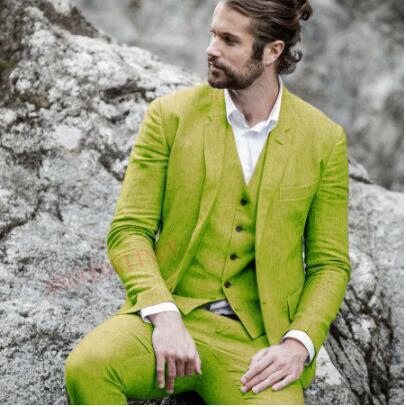 Men's Suits Blazers Linen Beige Wedding Mens Suits Summer Slim Fit trajes de hombre groom Tuxedos For made Custom Blazer Formal Prom costume homm