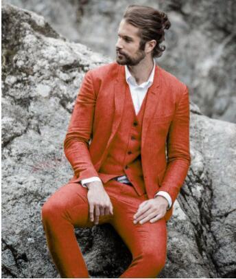 Men's Suits Blazers Linen Beige Wedding Mens Suits Summer Slim Fit trajes de hombre groom Tuxedos For made Custom Blazer Formal Prom costume homm