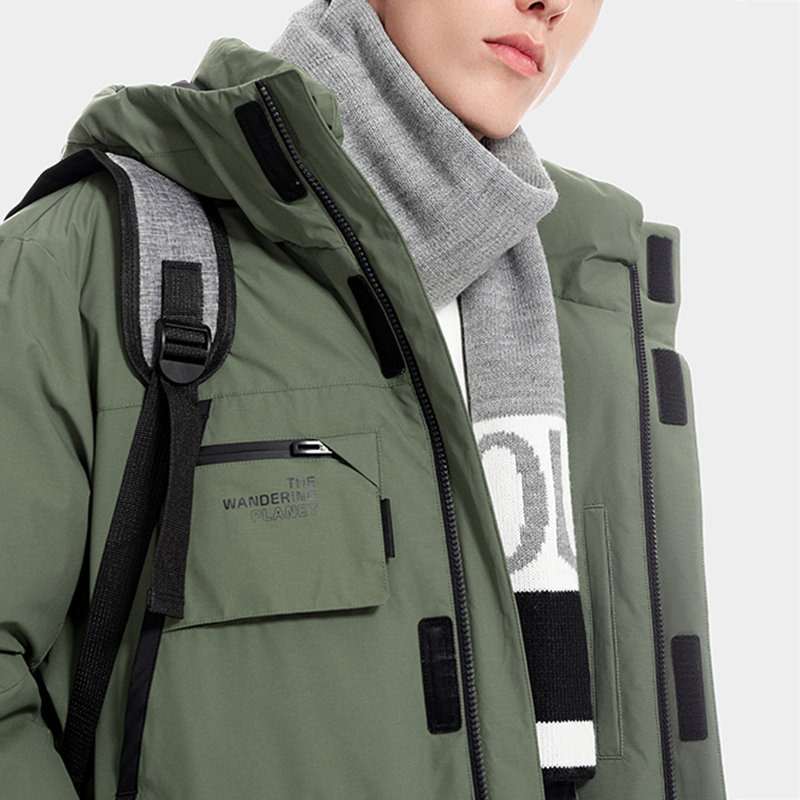 Men's Down Parkas Golden Camel Outdoor Camping Waterproof Mid-length Down Jacket for Men Winter Thick Tooling 80% White Duck Down Warm Jacket 220