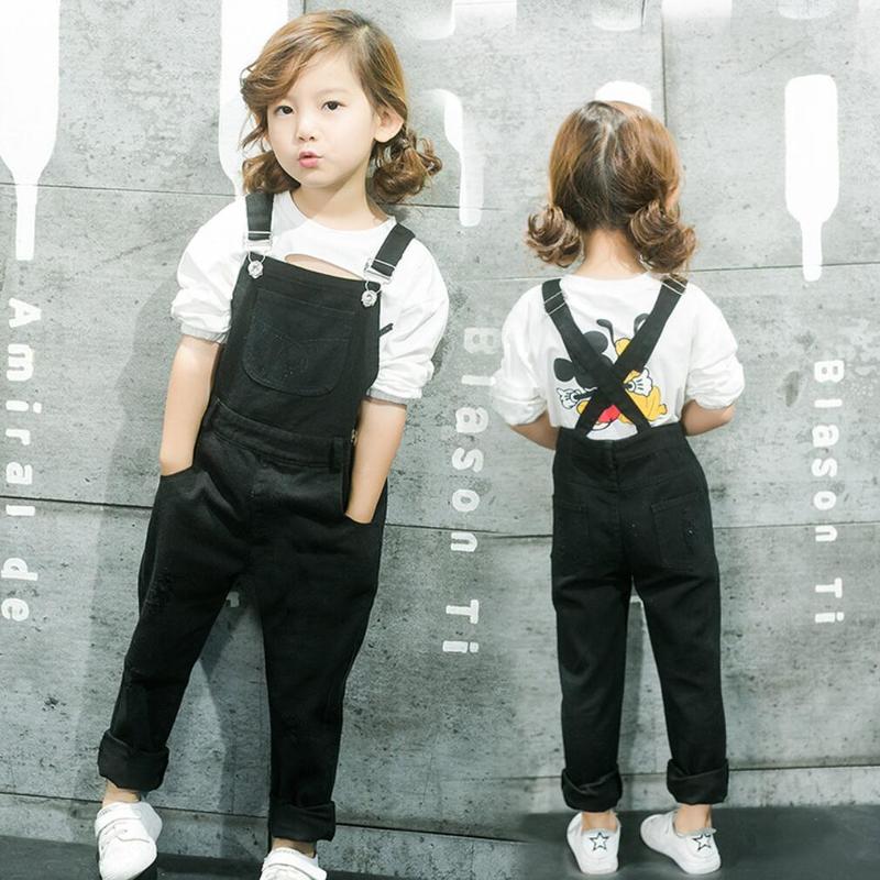 Overalls Toddler Boys Girls Autumn Clothing Kids Suspender Trousers Fashion Cowboy Overalls Jeans Black White Jeans Pants Kids Clothes 220909
