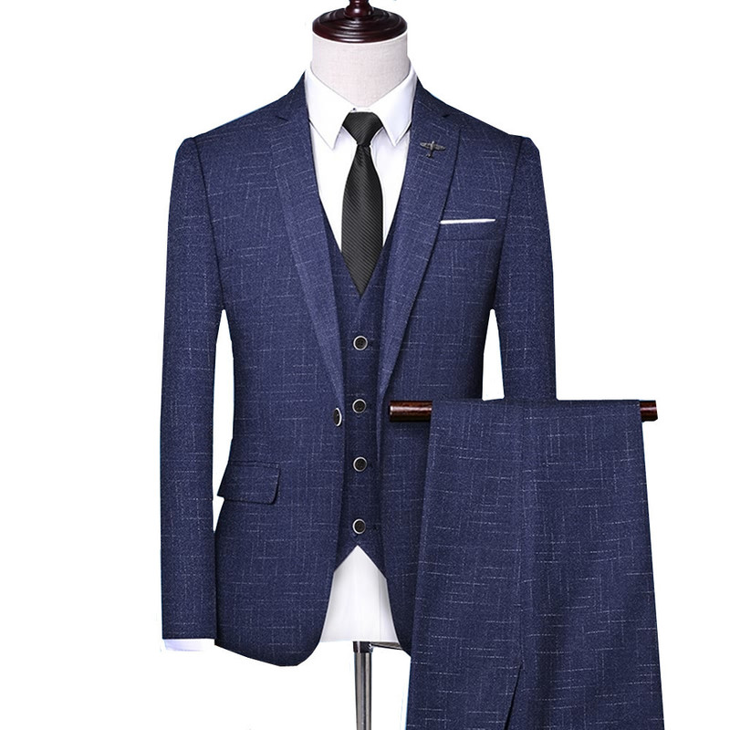 Men's Suits Blazers Men 3 Pieces Suit Spring Autumn Plaid Slim Fit Business Formal Casual Check Suits Office Work Party Prom Wedding Groom 220909