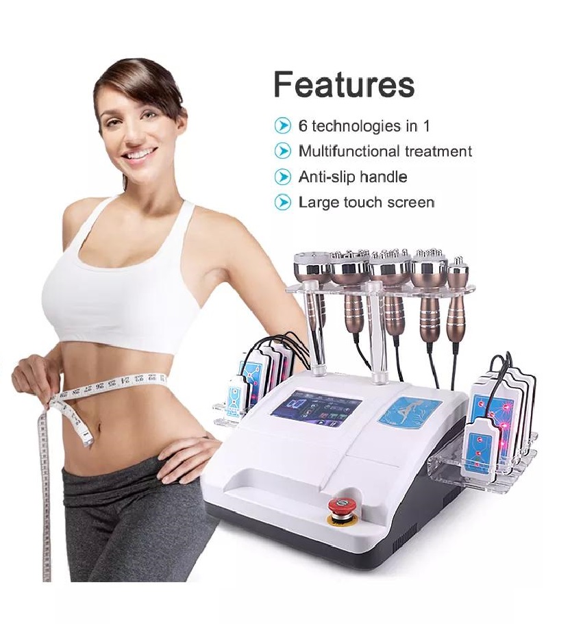 6 in 1 Ultrasonic Cavitation 40K Frequency Body Slimming Machine with Vacuum, Radio RF Liposuction, and Skin Lifting for Tightening and Contouring