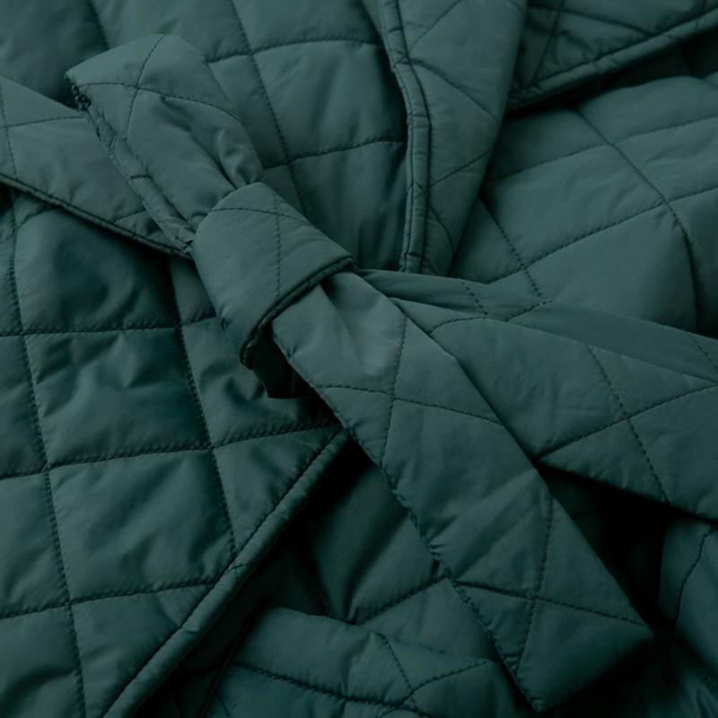 Women's Down Parkas Winter Quilted Coats Women Long Parkas Vintage Plaid Loose Belt Jacket Overcoat Female Mid-Length Coat Outwear 220909