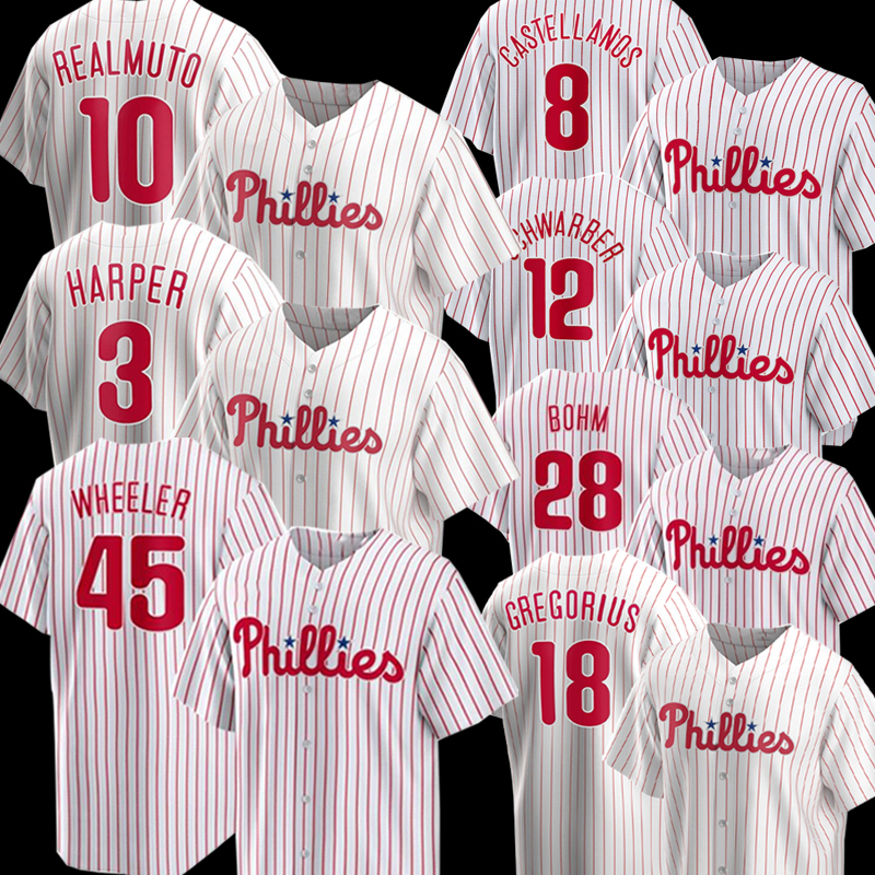 Custom Phillies Baseball Jerseys Men Women Youth Rhys Hoskins Nick Castellanos Alec Bohm Kyle Schwarber J.T. Realmuto Didi Gregorius Jean Segura Nola Zack Wheeler, Style as picture
Custom Phillies Baseball Jerseys Men Women Youth Rhys Hoskins Nick Castellanos Alec Bohm Kyle Schwarber J.T. Realmuto Didi Gregorius Jean Segura Nola Zack Wheeler, Style as picture
