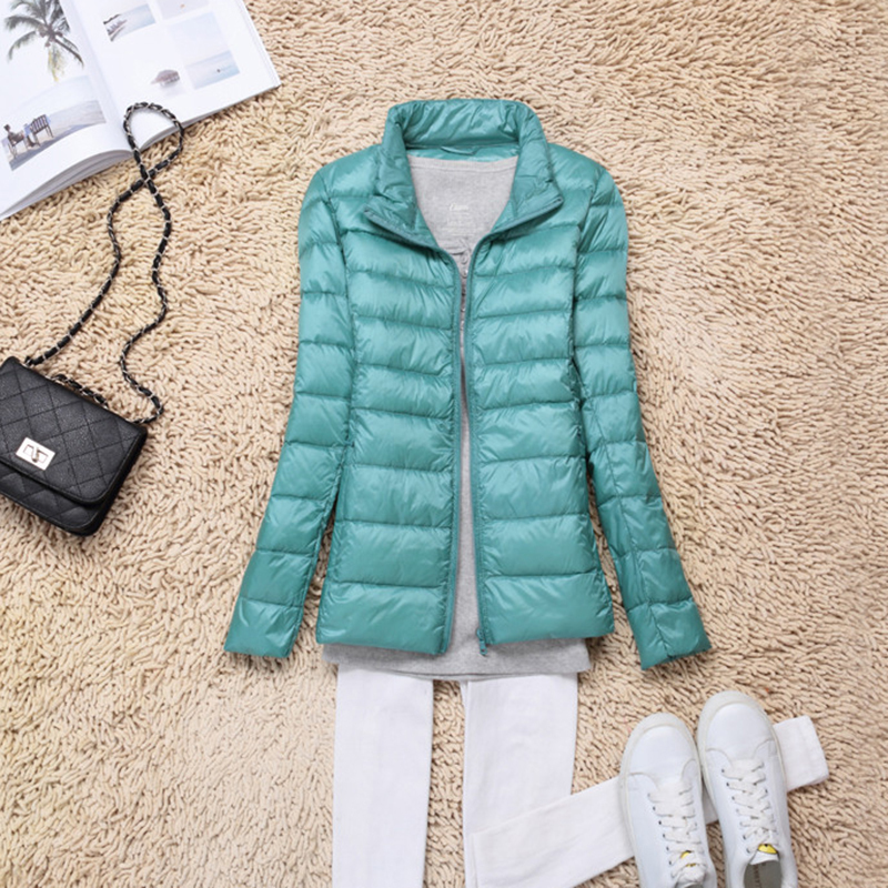 Women's Down Parkas Women 90% White Duck Down Jacket Autumn Female Ultra Light Down Jackets Slim Solid Long Sleeve Hooded Parkas 220909