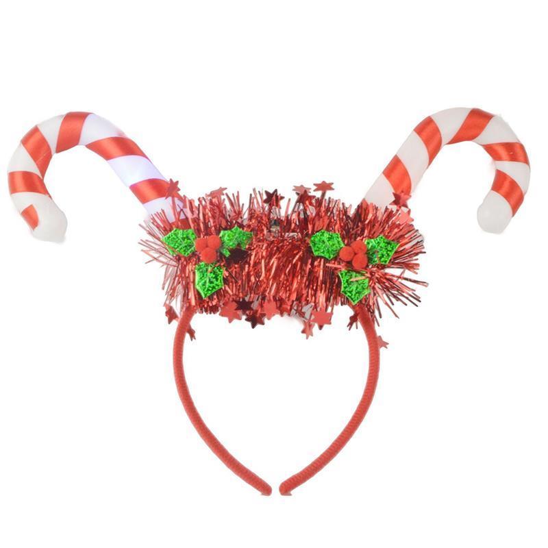 Hair Accessories Candy Cane Headband LED Festive Party Hoop Costume Headwear For Christmas Lights Halloween Glow Supplies 220909