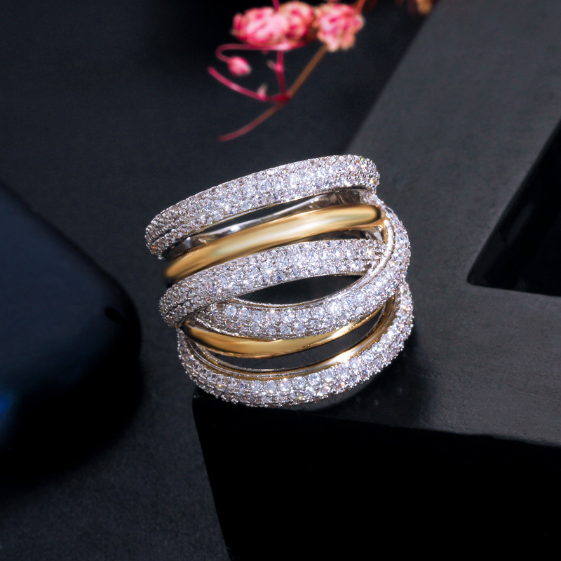 Cz Engagement Rings Gold: Women's Gold Filled Pave White Sapphire CZ Dia Cross Eternity Band Ring Free shipping