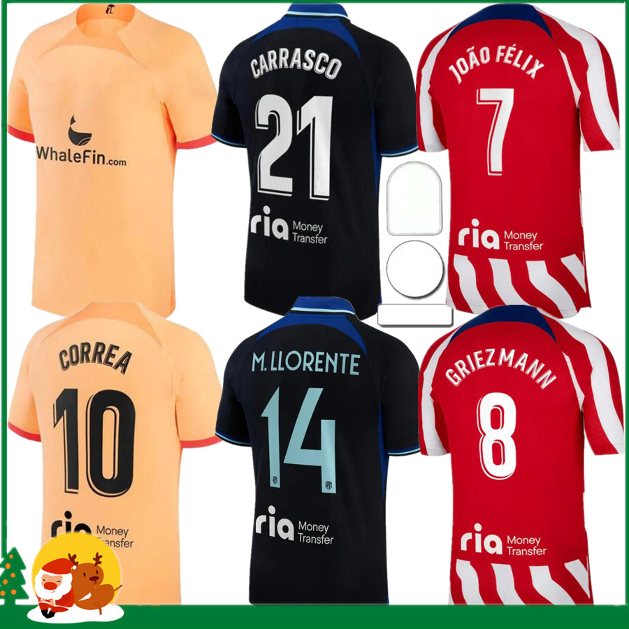 22 23 GRIEZMANN Soccer Jerseys JOAO FELIX 2022 2023 M. Llorente CORREA KOKE LEMAR CARRASCO kids kit women Men Atletico MadriDS Football Shirt, 22/23 home
22 23 GRIEZMANN Soccer Jerseys JOAO FELIX 2022 2023 M. Llorente CORREA KOKE LEMAR CARRASCO kids kit women Men Atletico MadriDS Football Shirt, 22/23 home