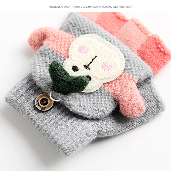 Childrens Finger Gloves 14 Years Old Children Winter Fingerless Gloves Kids Cute Monkey Warm Soft Knitted Mittens Girls Boys Indoor and Outdoor Gloves