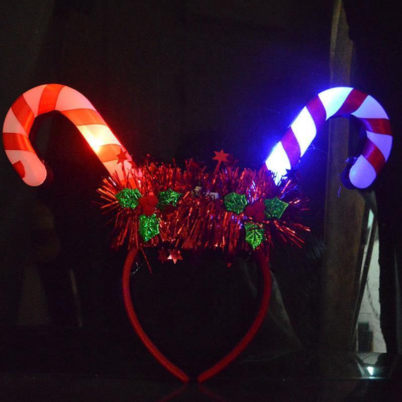 Hair Accessories Candy Cane Headband LED Festive Party Hoop Costume Headwear For Christmas Lights Halloween Glow Supplies 220909