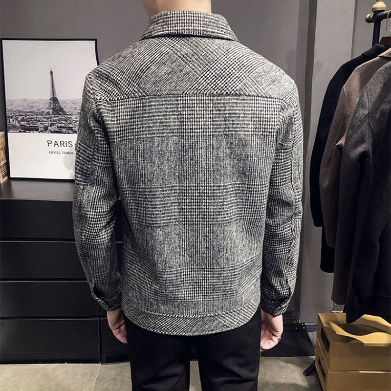 Men's Wool Blends style Men's High Quality slim fit short Woolen cloth coat/Male plaid leisure Woolen cloth jacket clothing Plus size 4XL 22