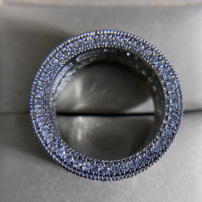 Hip Hop Wedding Rings Jewelry Princess Cut Yellow Topaz CZ Dia Sterg Sier Handmade Party Eternity Women Engagement Band Ring For Lover Gift