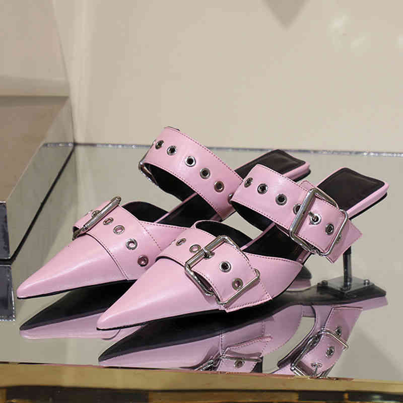 Slippers Sandals Women Heels Fashion Mules Leather Buckle Belt Design Punk Thin Metal Slip On Pointed Toe Solid Smooth ODD8, 2# shoe box
Slippers Sandals Women Heels Fashion Mules Leather Buckle Belt Design Punk Thin Metal Slip On Pointed Toe Solid Smooth ODD8, 2# shoe box