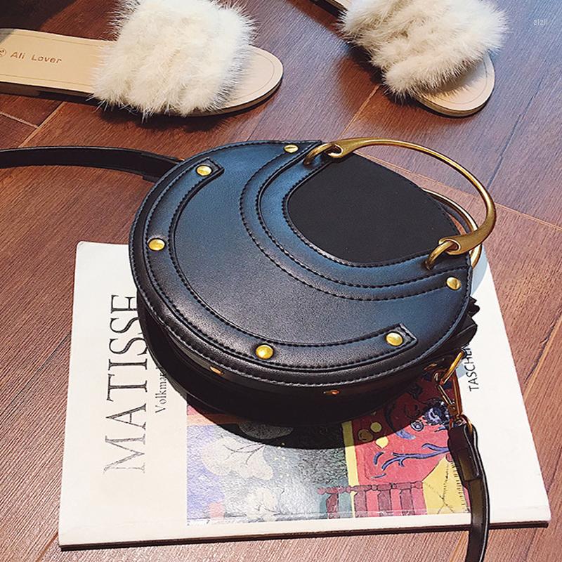 Free Shipping Evening Bags Round Rivet 2022 Women's Brand Fashion Handbags PU Leather Shoulder Bag Female Shopper Designer Cluthes Crossbody For 