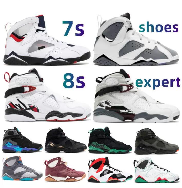 25Color Ash Sandals Jumpman 7 8 Chaussures de basket-ball 7s en cuir Flint 8s Aqua Raid South Beach Three Peat Reflective Mens Trainers Sports Sn