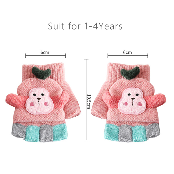 Childrens Finger Gloves 14 Years Old Children Winter Fingerless Gloves Kids Cute Monkey Warm Soft Knitted Mittens Girls Boys Indoor and Outdoor Gloves