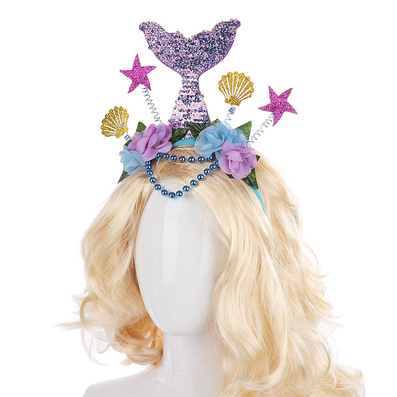 Hair Accessories Amawill Mermaid Crown Headband Flamingo Headpiece Hoop Adults Kids Cameo Shell Birthday Party Decoration 220909