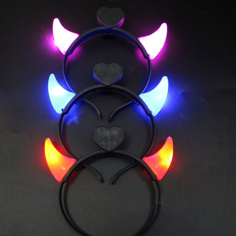Hair Accessories 24pcs Light up Devils LED Horns Headband Accessory Kids Adult Cosplay Birthday Party Wedding Festival Halloween Christmas 220909