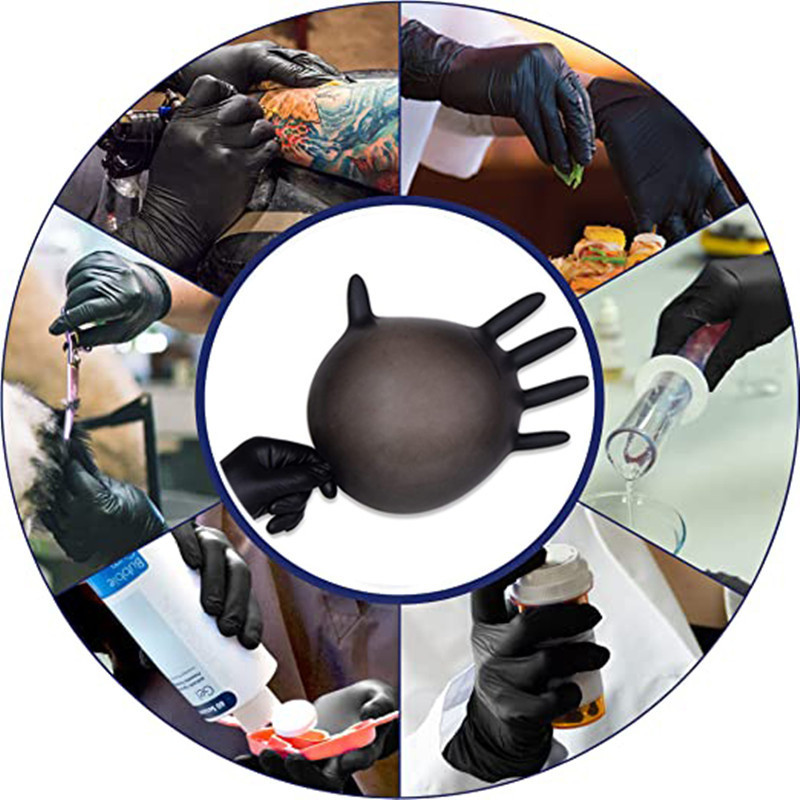 Five Fingers Gloves Black Disposable Chemical Resistant Rubber Nitrile Latex Work Housework Kitchen Home Cleaning Car Repair Tattoo Car Wash Gloves 22