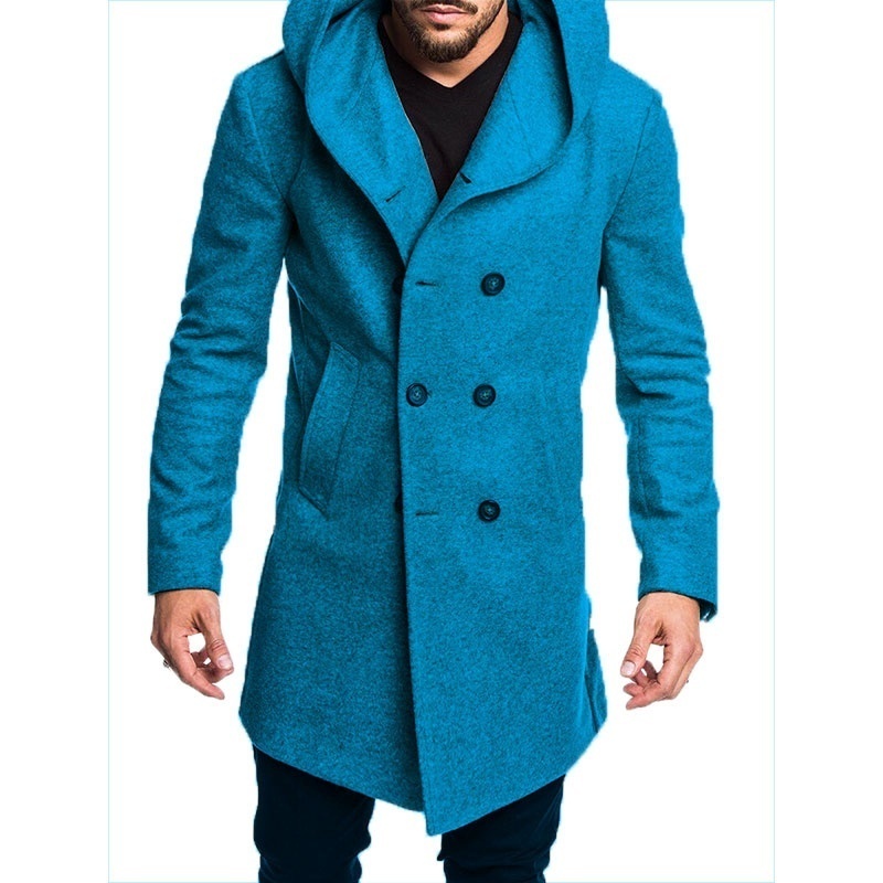 Men's Wool Blends Warm Mens Trench Coat Jacket Autumn Mens Outwear Overcoats Casual Solid Color Woolen Trench Coat For Men Clothing Long Coat Men
