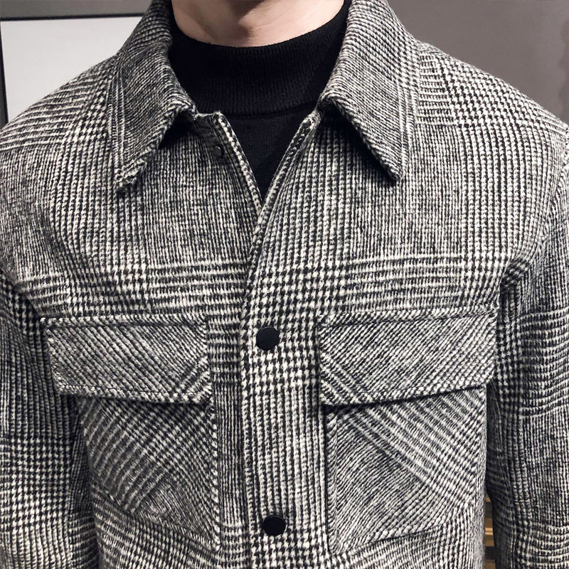 Men's Wool Blends style Men's High Quality slim fit short Woolen cloth coat/Male plaid leisure Woolen cloth jacket clothing Plus size 4XL 22