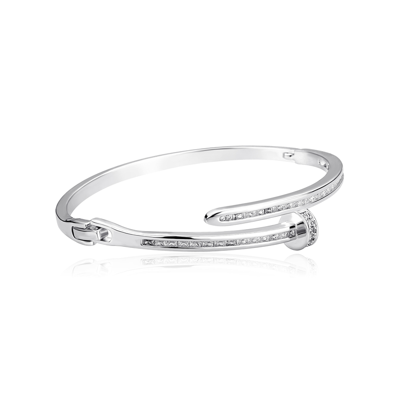 Bangle ALLICEONYOU Bending Nail Bracelet Silver Color Hip Hop Charm Iced Out Micro Pave High Quality Cubic Zirconia Jewelry For Gift 220909