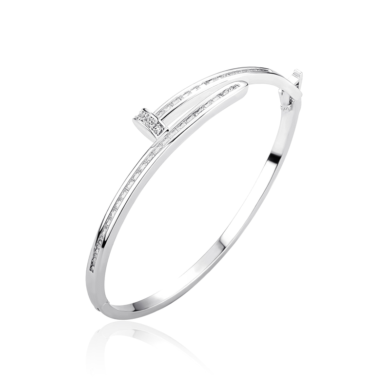 Bangle ALLICEONYOU Bending Nail Bracelet Silver Color Hip Hop Charm Iced Out Micro Pave High Quality Cubic Zirconia Jewelry For Gift 220909