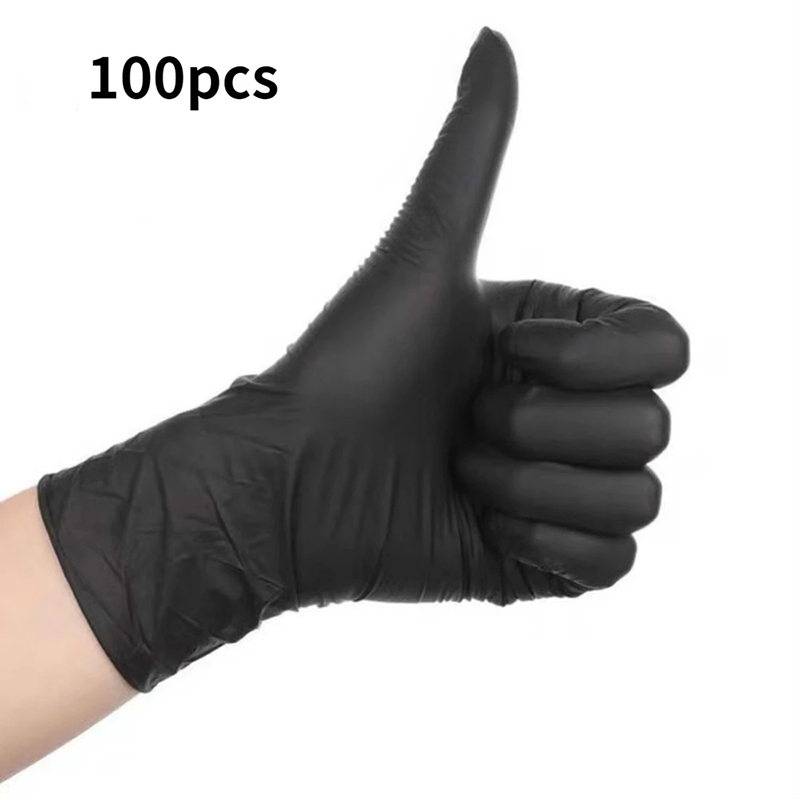 Five Fingers Gloves 100 PcsBox Nitrile Black Disposable Gloves For Kitchen Tatto Household Cleaning Washing Dish Gloves PVC Latexfree Oilproof 220909