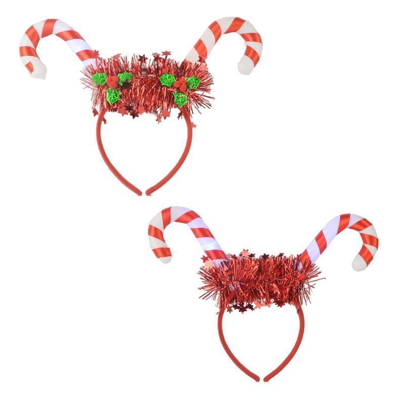 Hair Accessories Candy Cane Headband LED Festive Party Hoop Costume Headwear For Christmas Lights Halloween Glow Supplies 220909