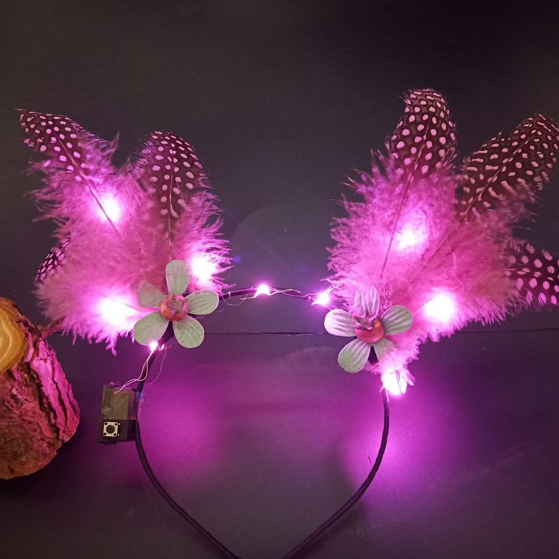 Hair Accessories LED Reindeer Antler Headband Deer Ear Flower Glow Light Crown Party Cosplay Birthday Wedding Rave Halloween Christmas 220909