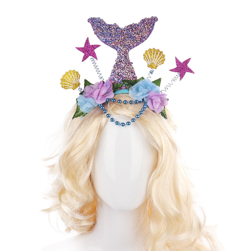 Hair Accessories Amawill Mermaid Crown Headband Flamingo Headpiece Hoop Adults Kids Cameo Shell Birthday Party Decoration 220909