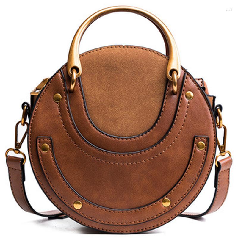 Free Shipping Evening Bags Round Rivet 2022 Women's Brand Fashion Handbags PU Leather Shoulder Bag Female Shopper Designer Cluthes Crossbody For 