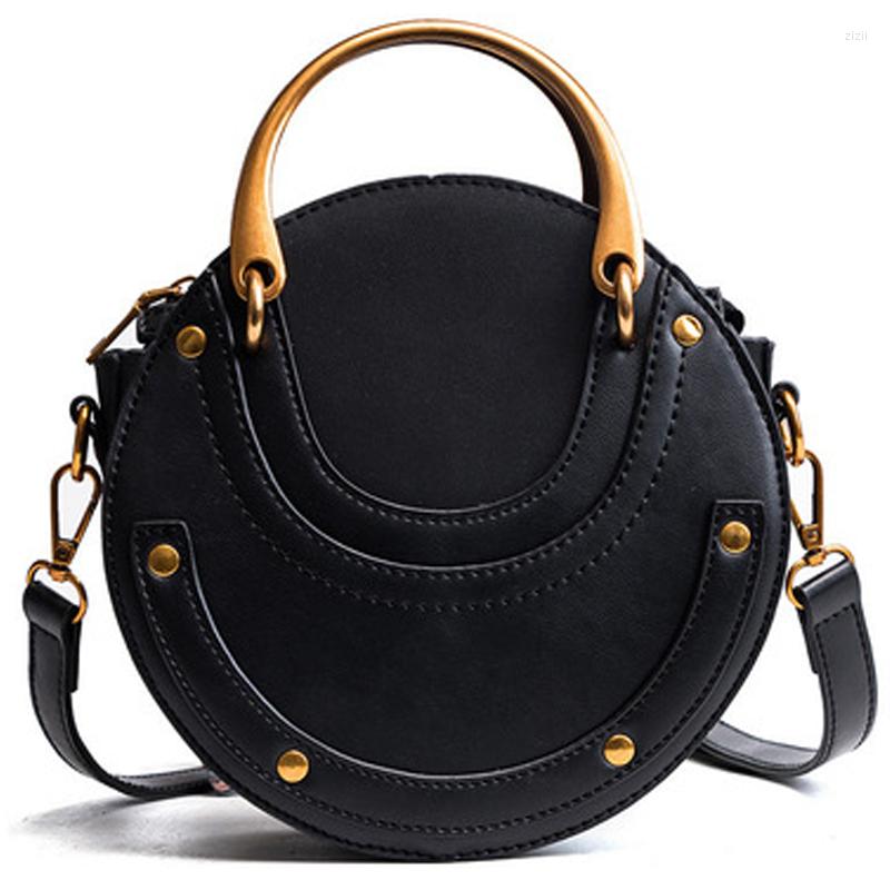 Free Shipping Evening Bags Round Rivet 2022 Women's Brand Fashion Handbags PU Leather Shoulder Bag Female Shopper Designer Cluthes Crossbody For 