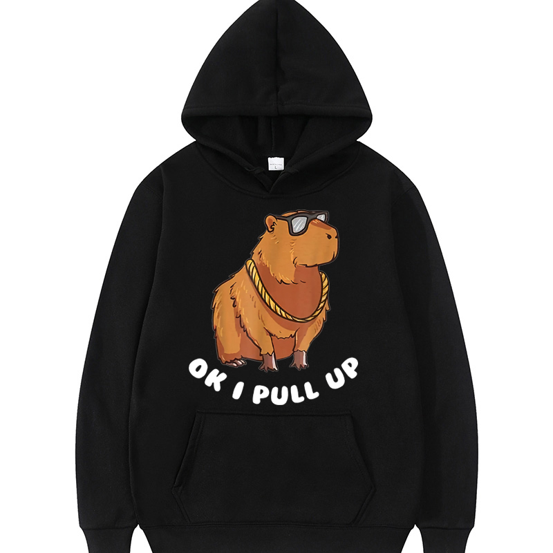 Men s Hoodies Sweatshirts Capybara Glasses Ok I Pull Up Pullover Funny Cute Animal Unisex Long Sleeves Classic Winter 220909