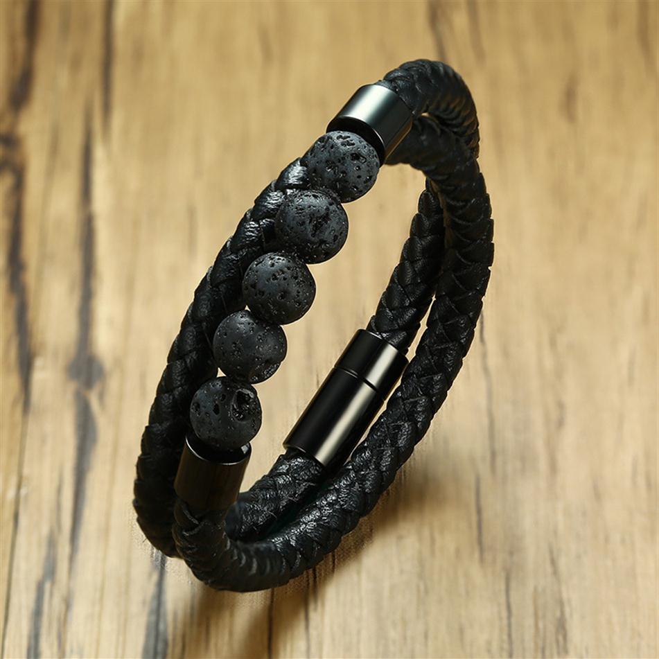 Black Braided Microfiber Leather Charm Bracelet Natural Lava Stone Beaded Bracelet Men Health Magnet Buckle Jewelry296H
Black Braided Microfiber Leather Charm Bracelet Natural Lava Stone Beaded Bracelet Men Health Magnet Buckle Jewelry296H