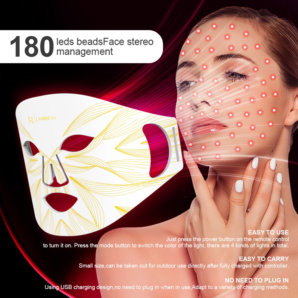 4-Color LED Facial Mask - Infrared Photon Therapy for Professional Skin Rejuvenation, Anti-Acne, and Wrinkle Removal - PDT Face Spa Mask