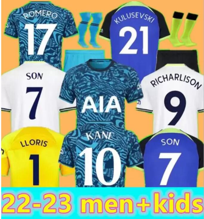 22 23 KANE SON RICHARLISON Soccer Jerseys Player Version KULUSEVSKI HOJBJERG Away 2022 2023 PERISIC Third ROMERO TOtTENham Football kit shirt BENTANCUR Men kids set, Home kids
22 23 KANE SON RICHARLISON Soccer Jerseys Player Version KULUSEVSKI HOJBJERG Away 2022 2023 PERISIC Third ROMERO TOtTENham Football kit shirt BENTANCUR Men kids set, Home kids