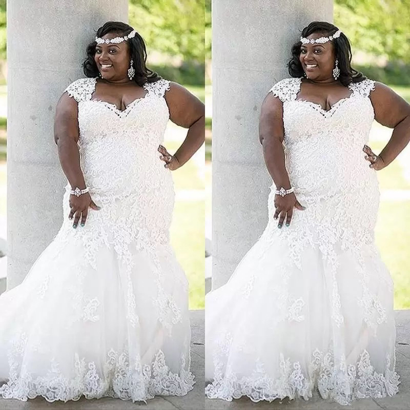 Stunning African Lace Wedding Dress Plus Size Country 2022 Elegant Mermaid Sexy Bridal Gowns Bride Dress Curvy Brides