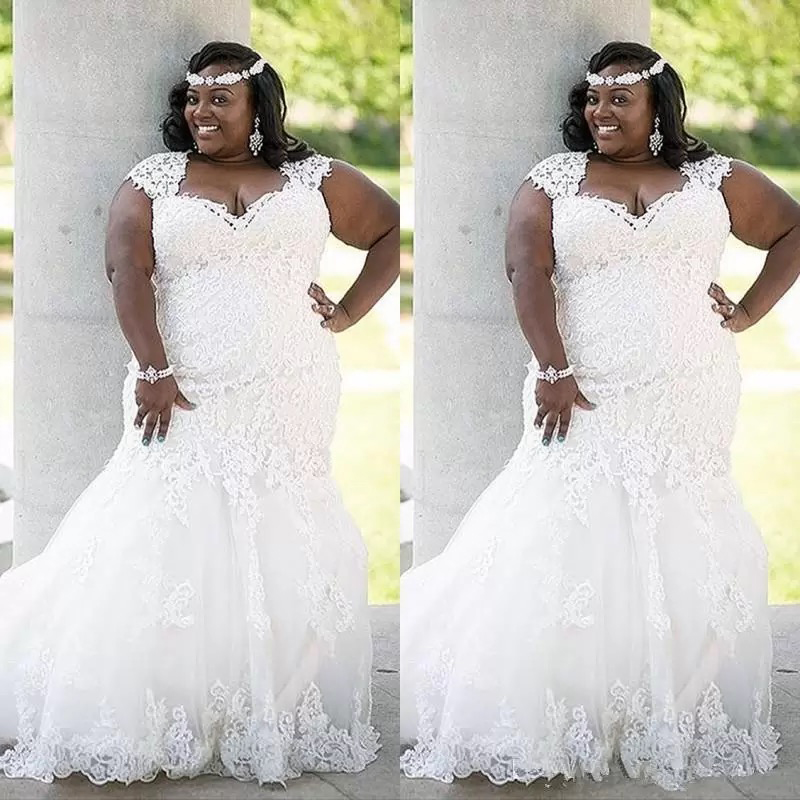 Stunning African Lace Wedding Dress Plus Size Country 2022 Elegant Mermaid Sexy Bridal Gowns Bride Dress Curvy Brides
