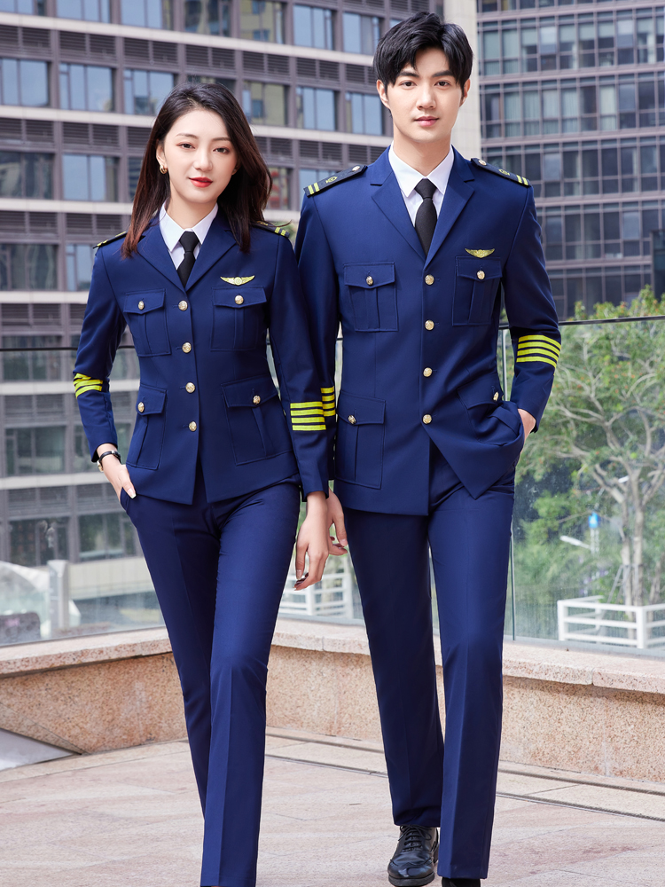 Men's Suits & Blazers Airline Occupation Pilot Women Trousers Set Spring Men Band Performance Clothing Security Work Uniform Airpot Protocol Clot