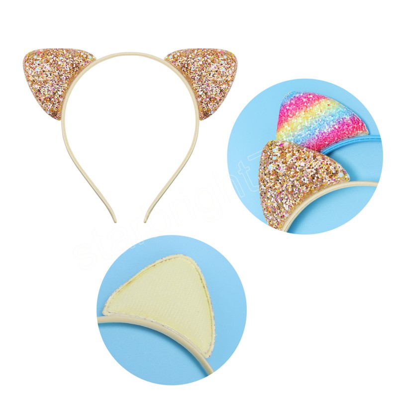Children's Sequined Explosive Cartoon Sweet Headband Sequin Cat Ear Jewelry Accessories Headwear
