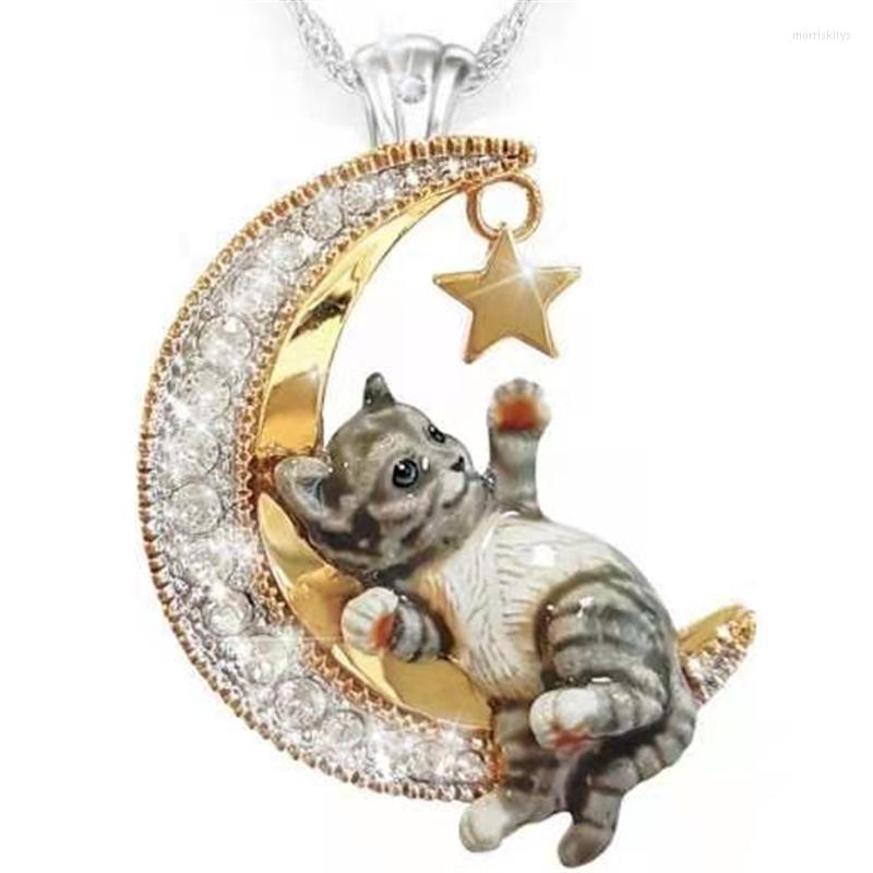 Pendant Necklaces Fashion Creative Pet Kitten Necklace Micro-inlaid Zircon Moon Cat Crystal Crescent Lady Jewelry Gift
Pendant Necklaces Fashion Creative Pet Kitten Necklace Micro-inlaid Zircon Moon Cat Crystal Crescent Lady Jewelry Gift