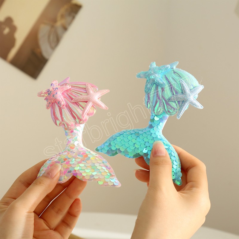 Children's Sequined Explosive Cartoon Sweet Starfish Scale Sequin Hair Clip Hairpin Jewelry Accessories Headwear