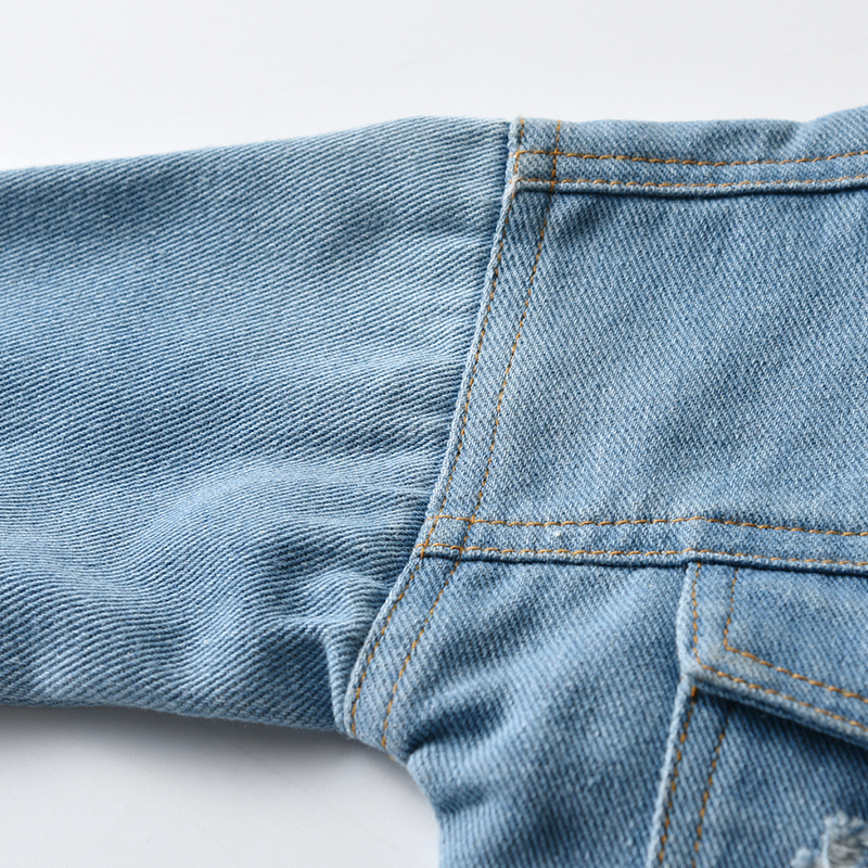 Jackets top and Fall Winter Children Girls Boys Tops Clothes Denim Hole Long Sleeves Little Child Outfits Kids Warm Coat 220909